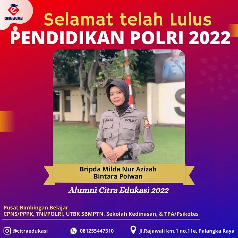 Alumni Citra Edukasi Bripda Milda Nur Azizah